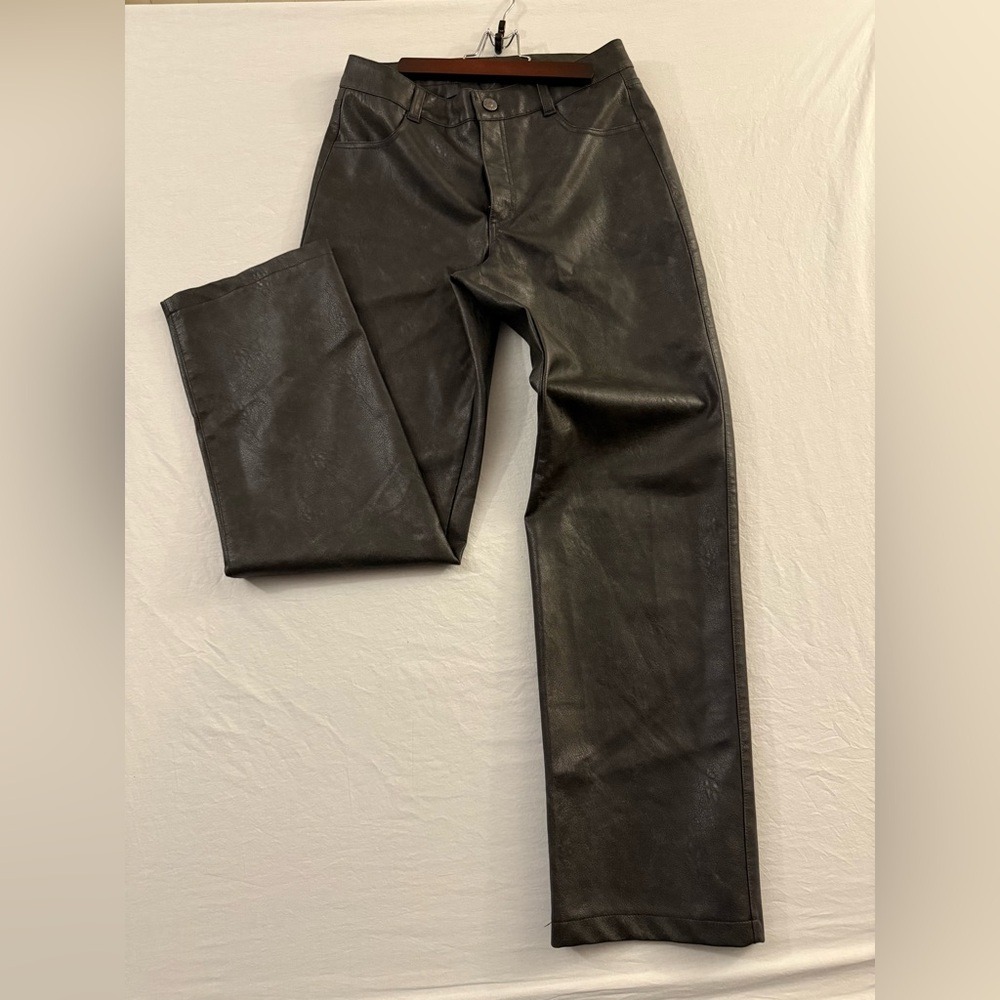 Garage Black Faux Leather Straight Leg Pants High Rise Size‎ 7 100090884